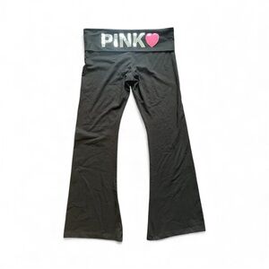 Victorias Secret Pink Y2K Foldover Flare Bling Logo Leggings Sequin Heart NWT XL